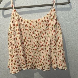 Rose print cropped tank top large never worn